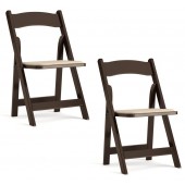 Set of 2- HERCULES Series Fruitwood Wood Folding Chair with Vinyl Padded Seat